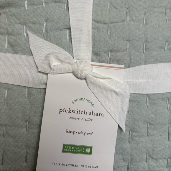 Pottery Barn Other - NWT Pottery Barn King Sized Pickstitch Sham Cover, 1 Light Sage Sham